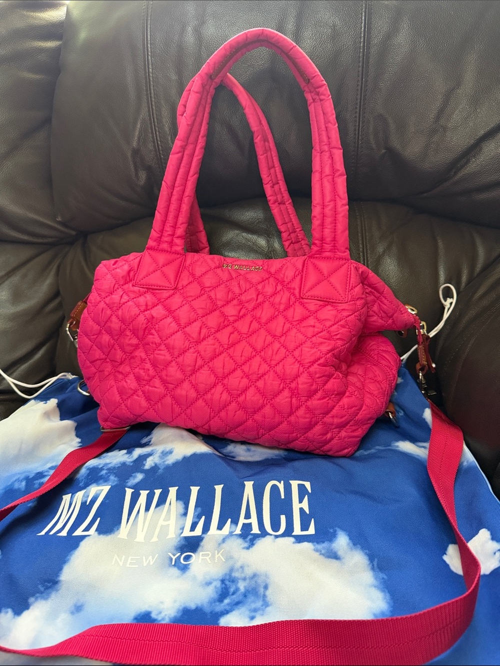 MZ Wallace Hot Pink Quilted Shoulder Tote